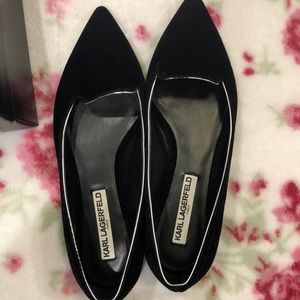 Karl Lagerfeld velvet pointy flats